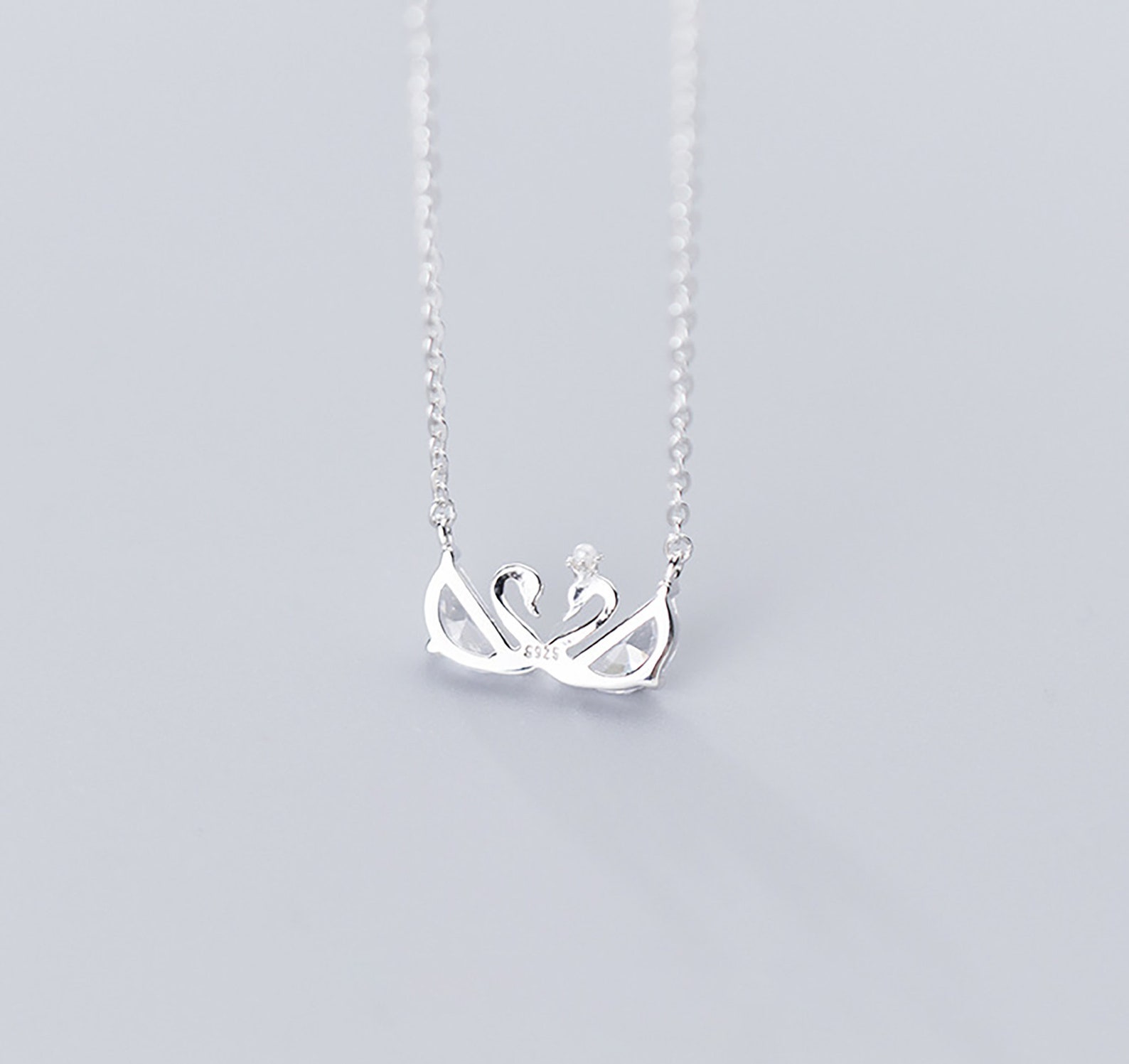 Korean Kiss Swan charm necklace Fashion 925 Silver adjustable | Etsy