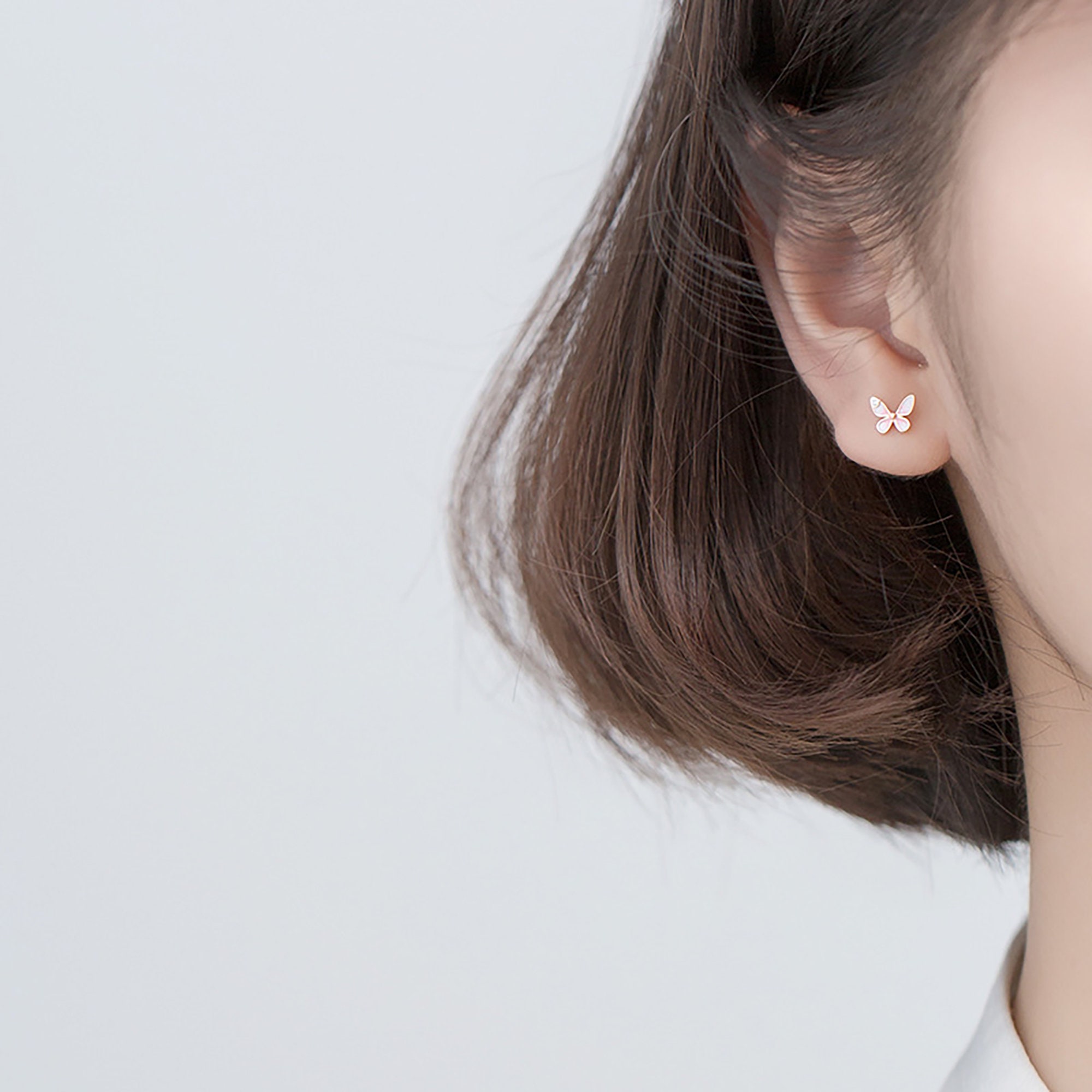 Butterfly Korean Style Cute Stud Earrings 925 Silver birthday | Etsy