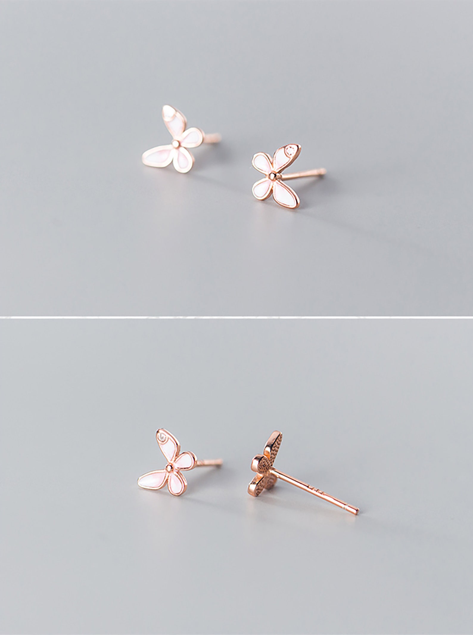 Butterfly Korean Style Cute Stud Earrings 925 Silver Birthday Etsy