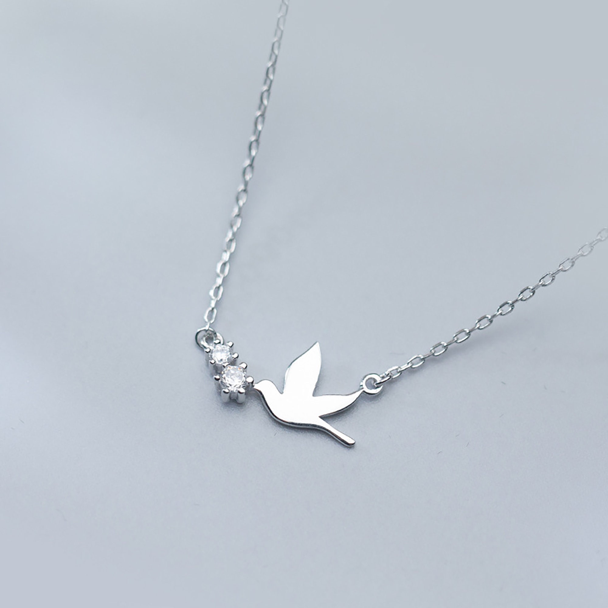 Korean Little bird cute charm necklace Fashion 925 Silver | Etsy