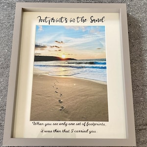 Footprints in the Sand quote Framed picture