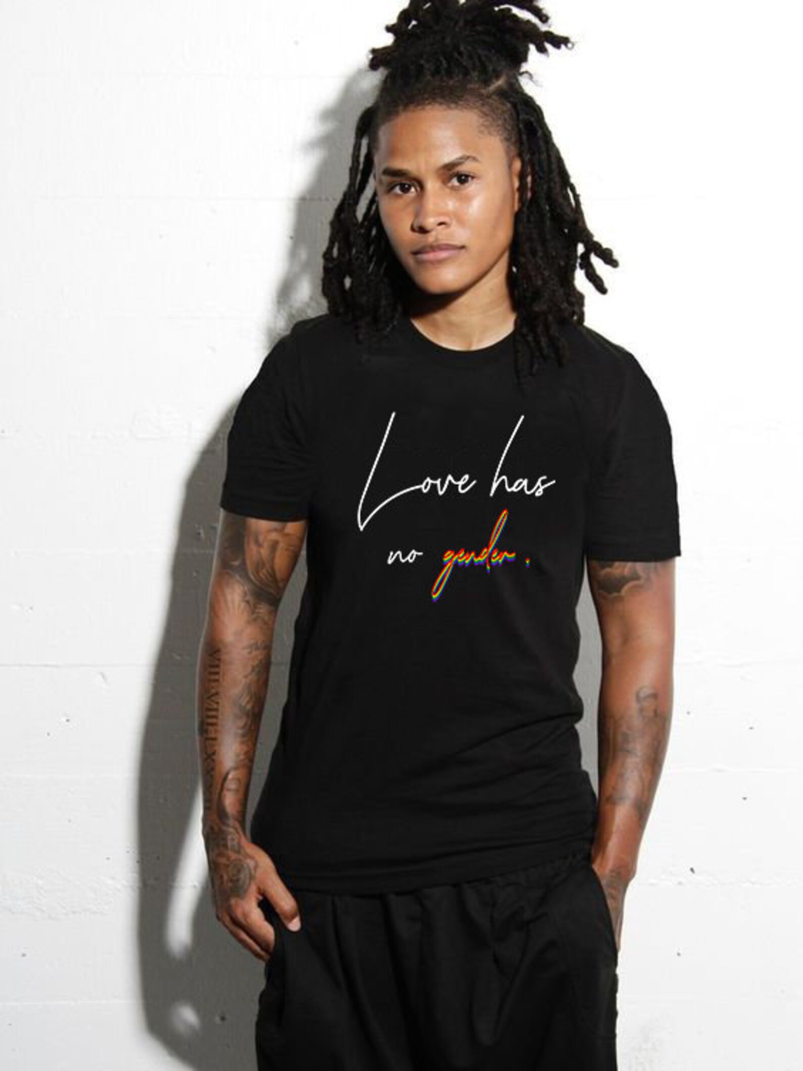 T-Shirt Uomo LGBT Love Has No Gender - Bianca Cotone - Pride Arcobaleno - Foto 2