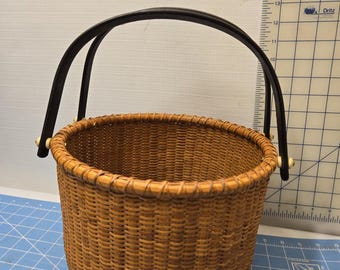 Vintage Stephen Barlow Nantucket Basket Fabric Lined Handbag Purse