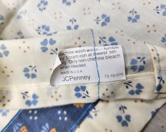 Vintage JCPenney curtains made USA farmers market farm house cream blue chicken 4 pieces 33" wide 30" tall