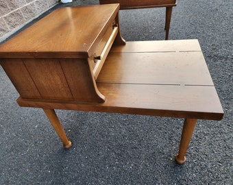 １*s様 ★US Vintage 50s Step Table Vintage 1950s Soild Maple Wood Step-Back Side Tables, a Pair