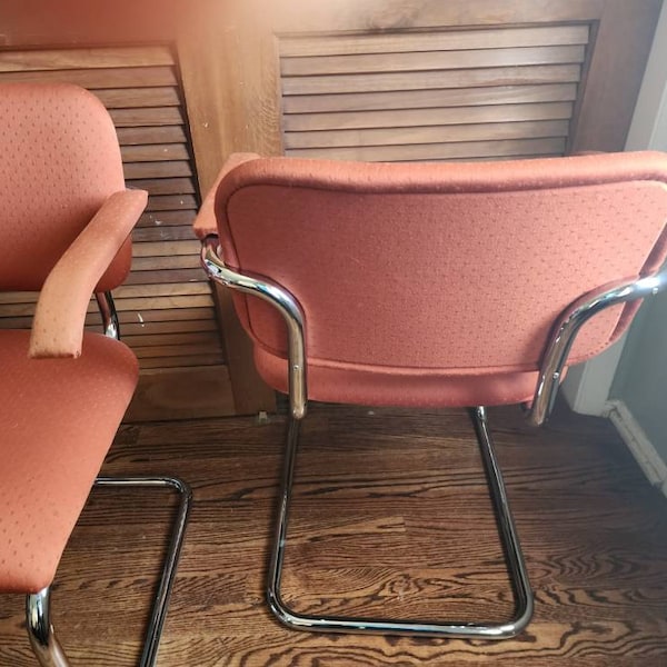 Marcel Breuer für knoll Cesa Arm Esszimmer Akzent Rohrstuhl Freischwinger Chrom Paar