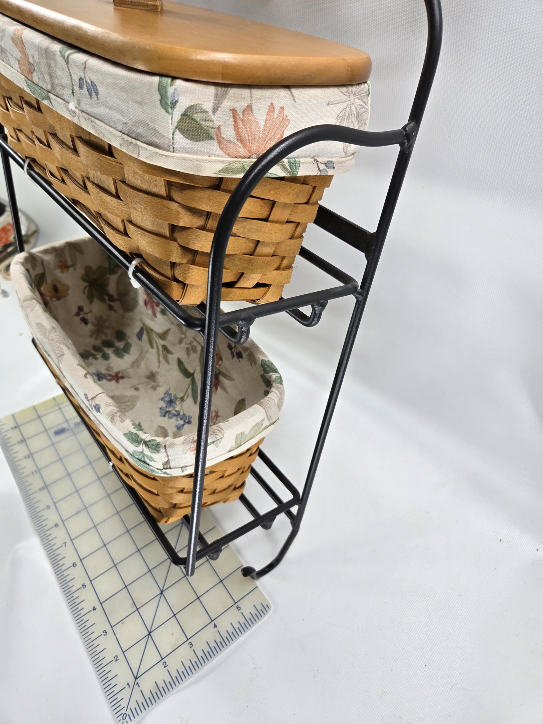 Longaberger Wrought Iron Envelope Basket Wall 2 Shelf Rack 3 Hooks