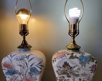 Vintage Wildwood oriental handpainted design lamps