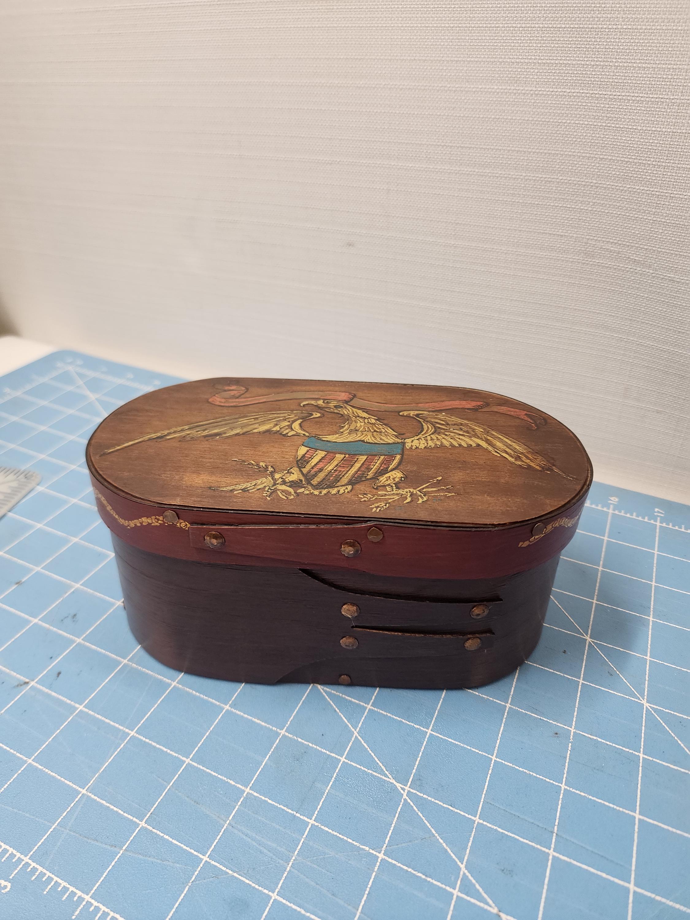 American Colonial Shaker Style Box BENTWOOD Hand Painted Keepsake