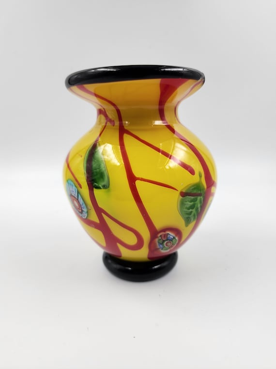 Vintage Art Glass Vase by Romanian Artist Loan Nemtoi Large Chip 