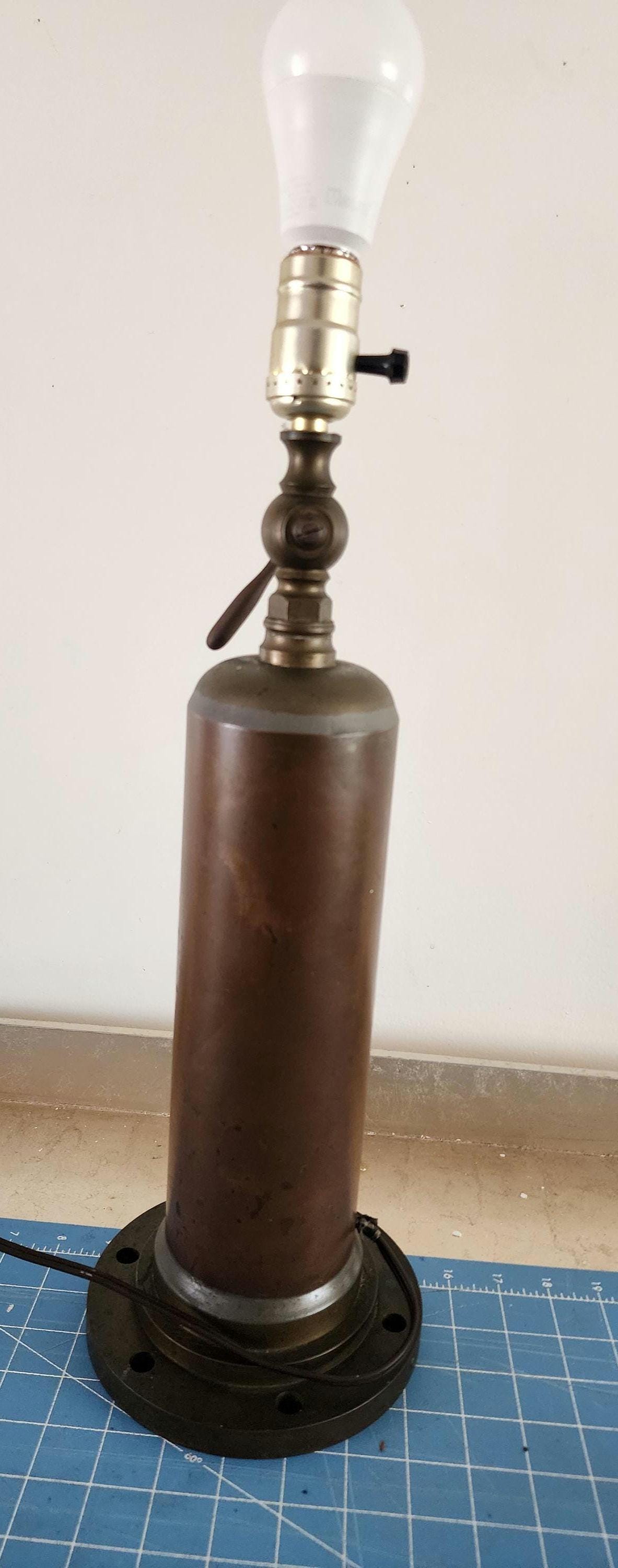 Heavy Copper and Bronze Industrial Table Lamp 19in 6.5in Dia