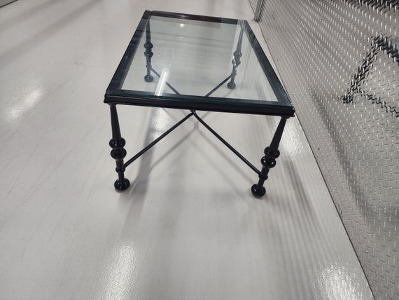 Vintage Diego Giacometti Style Wrought Iron Glass Top Coffee Table 42 Long 26wide 19 High Painted Black Etsy