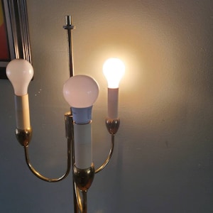 Mid century modern candelabra style table brass lamp