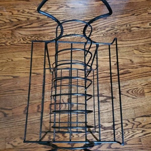 Mid century modern wrought-iron record rack brass feet 16 slots black