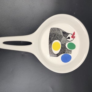 Mitte des Jahrhunderts moderne FF Norwegen Flamme Ware AlA Karte Hühnereier 16,75 "Durchmesser 10" mit Griff 1" tief