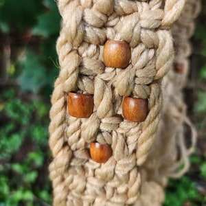 Mid-century jute rope Macrame  cord wicker lighted planter holder 93 inch boho