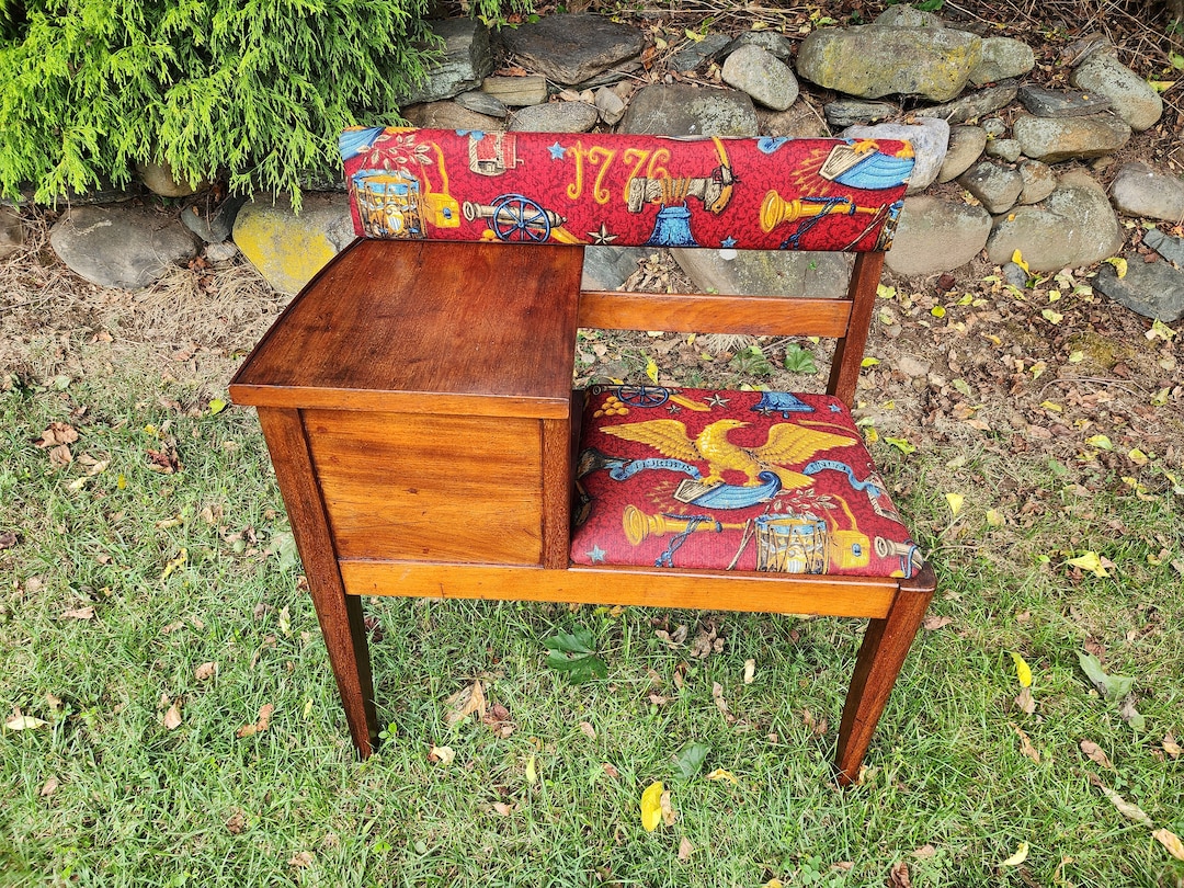 Antique American Gossip Bench Telephone Bench Seats Solid Wood Etsy