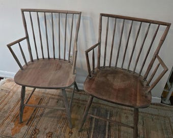 1 por pedido Silla Windsor estilo jaula de pájaros de cerezo macizo americano vintage con imitación de bambú lavado en blanco