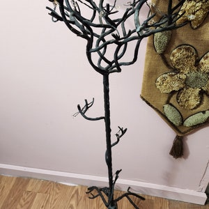 Vintage twig floor wrought-iron candle holders 7 lite candelabra resin flower blossom 45.5 high tree branch root image 5