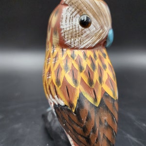 Stone owl paperweight sculpture carving 6&quot;tall 3&quot;T x 2.5&quot;w