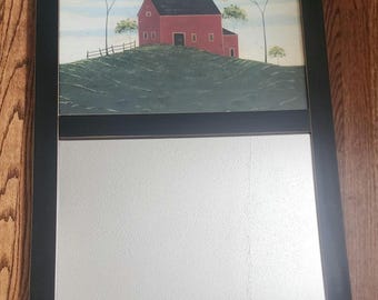 Warren Kimble Folk Art House in Hills Primitive Landscape