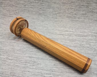 13"Vintage Laughing Coyote Wood Kaleidescope 2 Octagon Discs Pressed Wildflowers