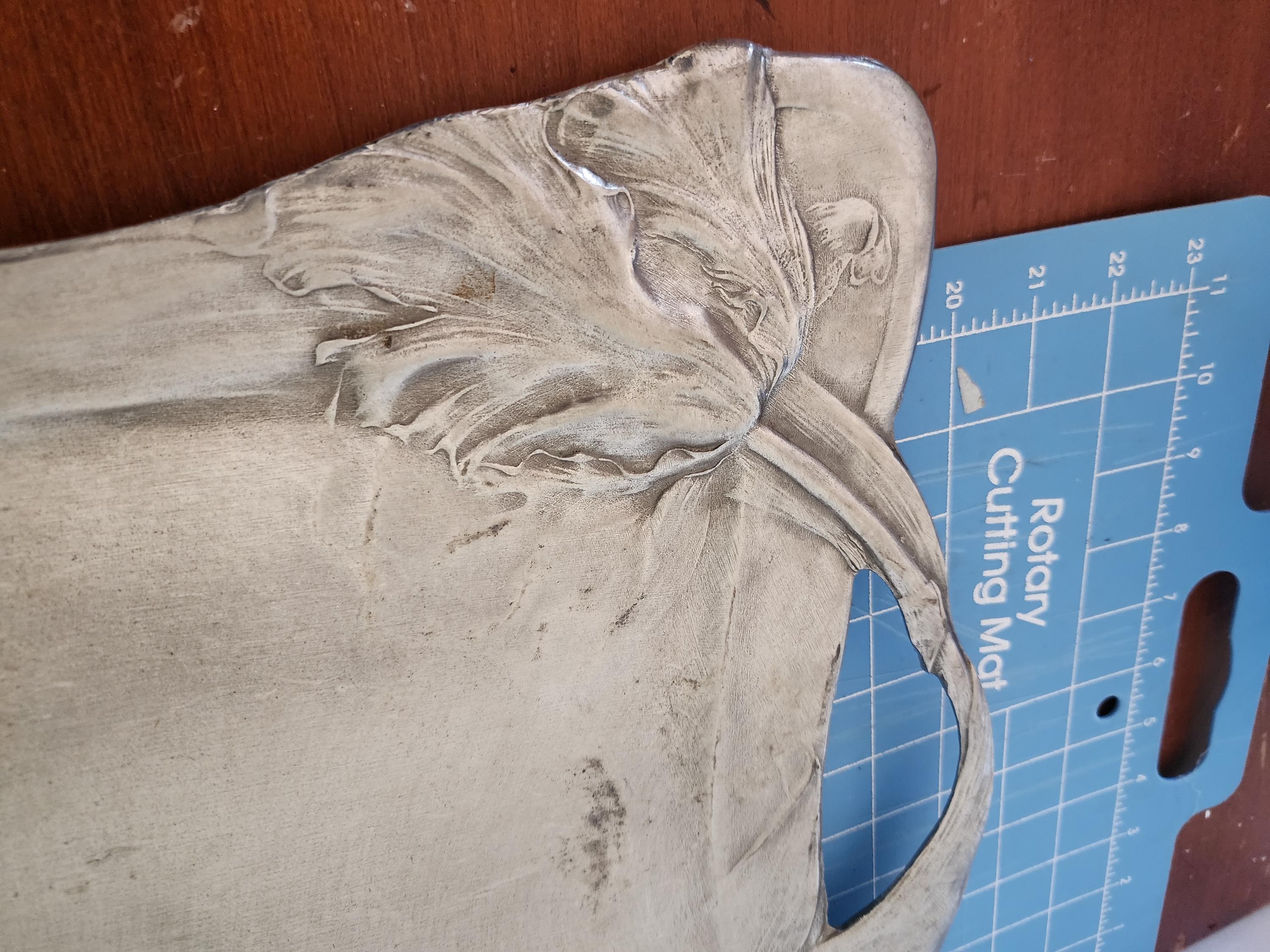 ヴィンテージ 95% アールヌーボー ピューター フローラル サービング