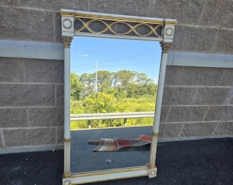 Italienischer Palladio-Spiegel im neoklassizistischen Stil Griechische Säule Gold und Creme Maße oben 130 cm x 31 x 2,5 unten 29x2