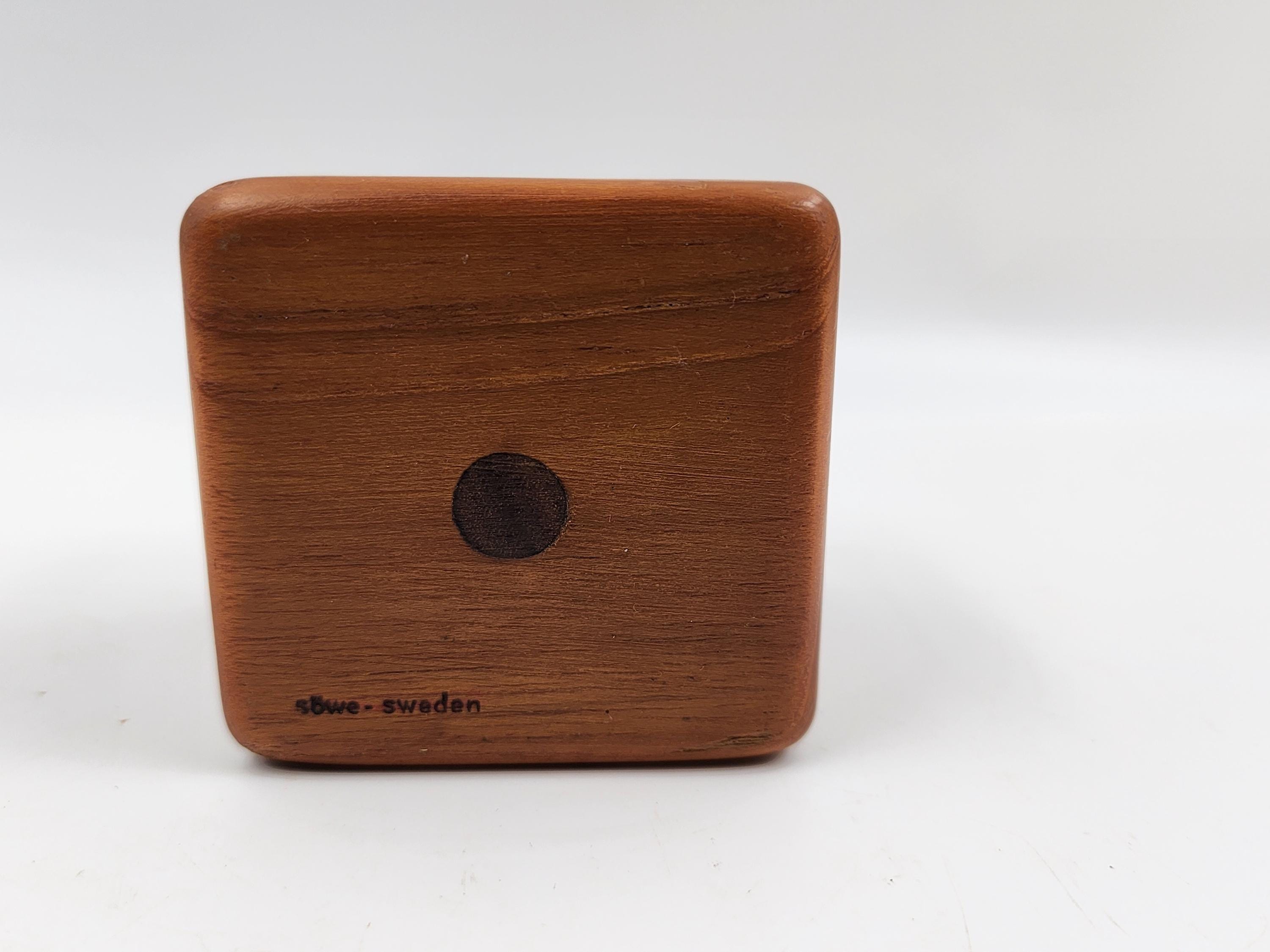 Mid-century Modern Sowe Konst Sweden Solid Teak Dice Pen Holder