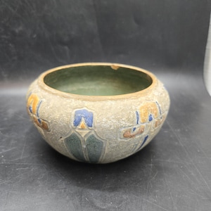 Antik konst och hantverk Roseville konstkeramik Mostique grå skål 1916, 5,25x2,5 tum keramik