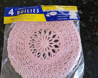 1 pack pink 4 vintage beacon plastic doilies