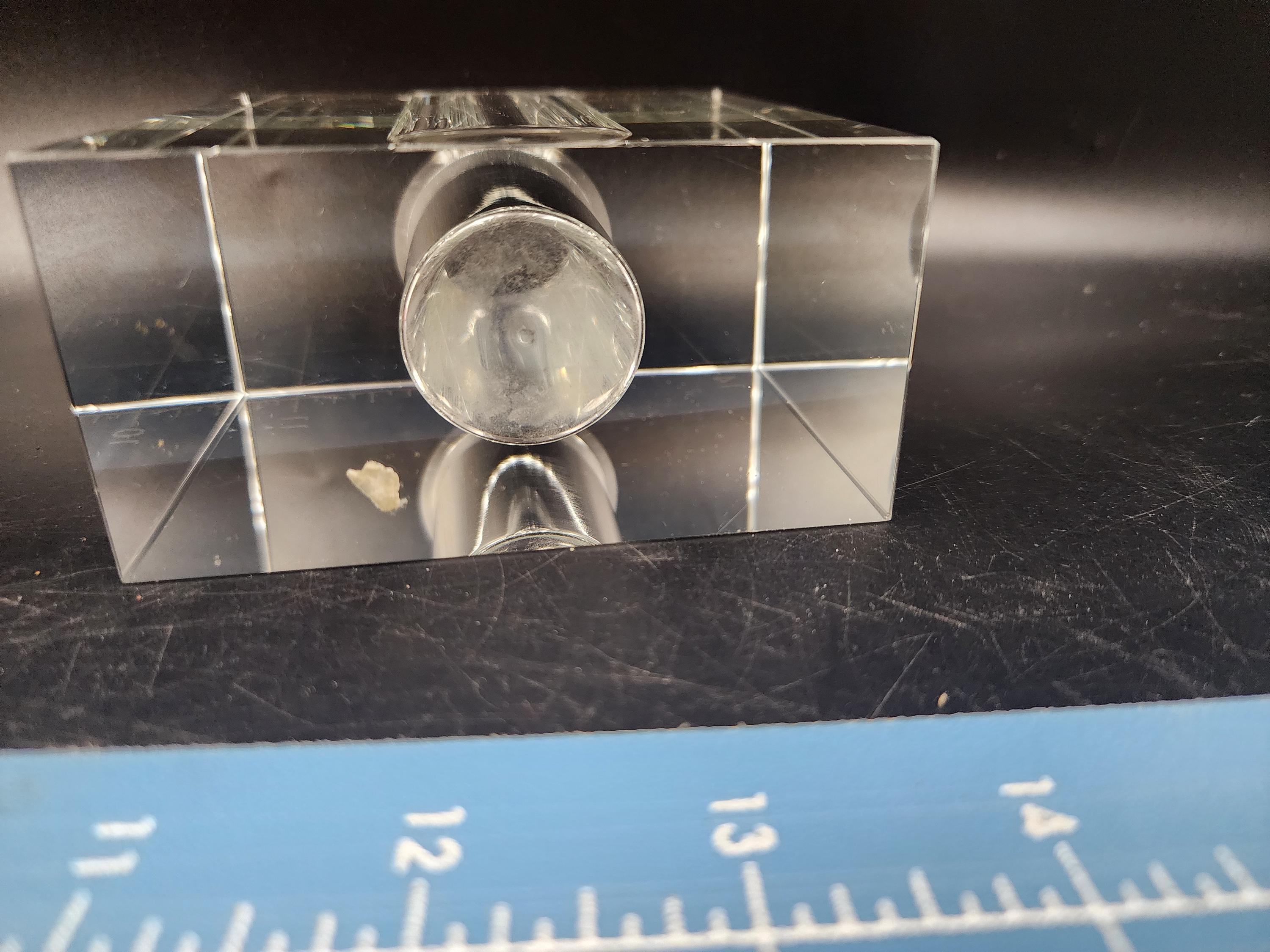 Vintage Tizo crystal modern bud vase 4.25"x 3.75" wide X 2"deep