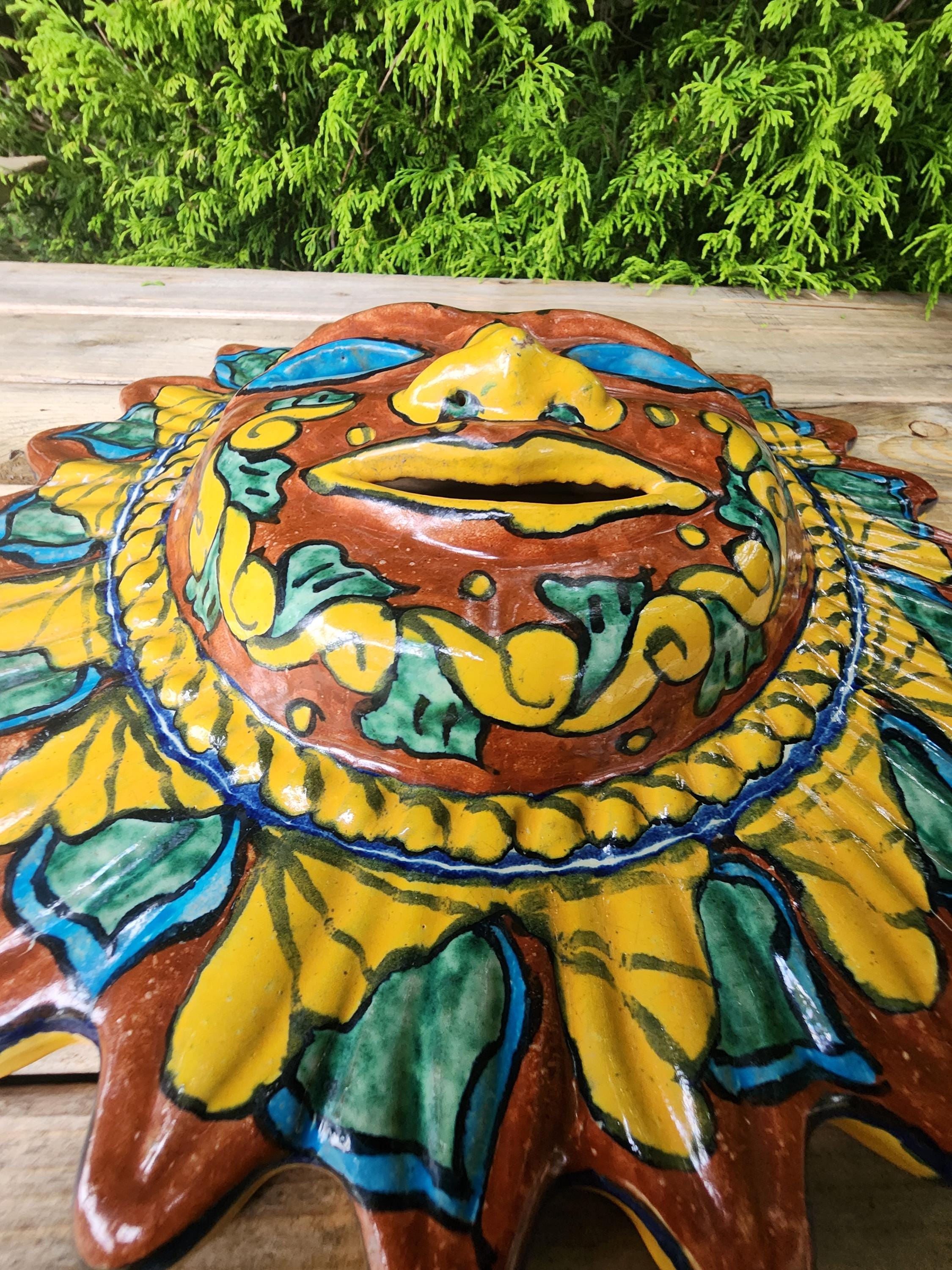 ヴィンテージ ヘルホーエン メキシコ民芸品 太陽の顔 テラコッタ陶器