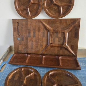 MCM Digsmed Denmark 1964 フォンデュスナックチーズトレイ 5 個セット プレートセクションプレート 10 インチトレイ 21.75"x1x2"x1" プラッター 20x5x1 インチバー前菜