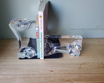 Pair of mid century modern lucite bookends by Ritts Astrolite Herbert and shirley