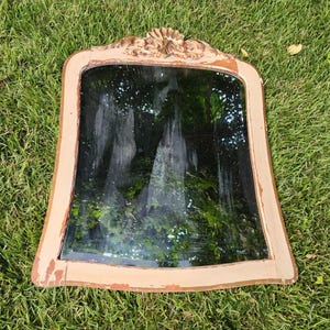 Antique oak destress painted mirror bevelled mirror 30.75"wx23.5"w rectangle mirror