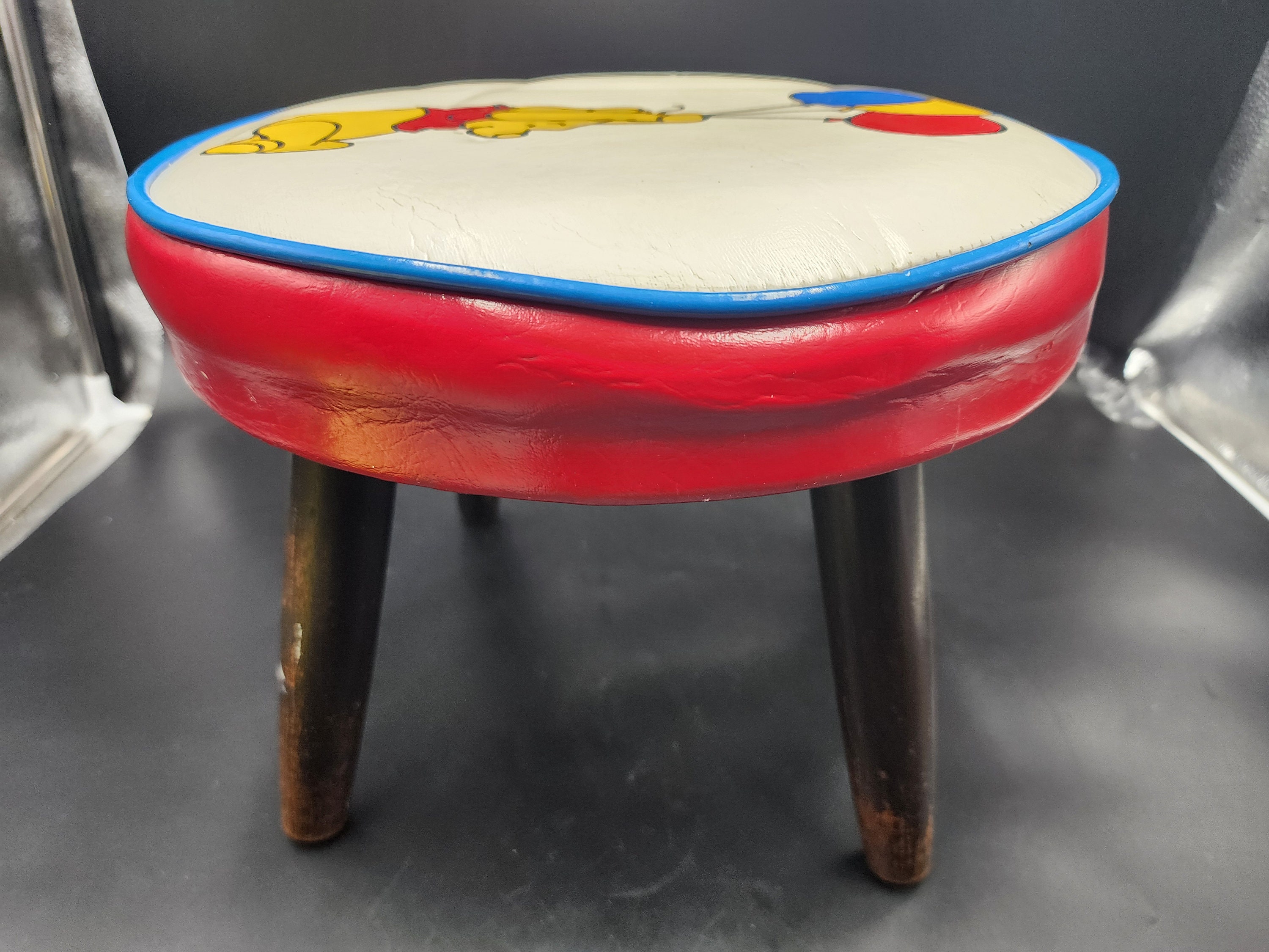 Deadpool Stool Vintage Disney Winnie the Pooh Stool Vinyl Wood Red White and Blue 13 ...