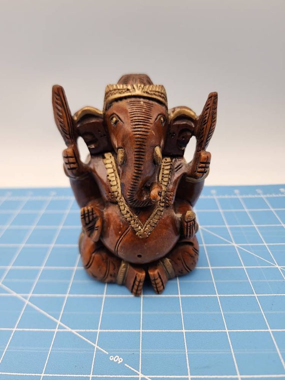 インドのガナシャ神木彫り 高さ5.5インチ - Etsy 日本