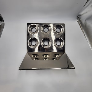ヴィンテージ ポストモダン ワインラック オプアート ポリッシュ スティール ラバー 6 ボトル 12 インチ x 8.5 インチ 高さ 11 インチ 奥行き