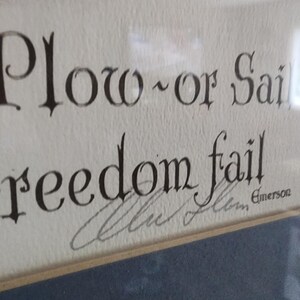 Vintage sign Alec Stern print farmer and industrial poem by Ralph Waldo Emerson 20"x17" image 2