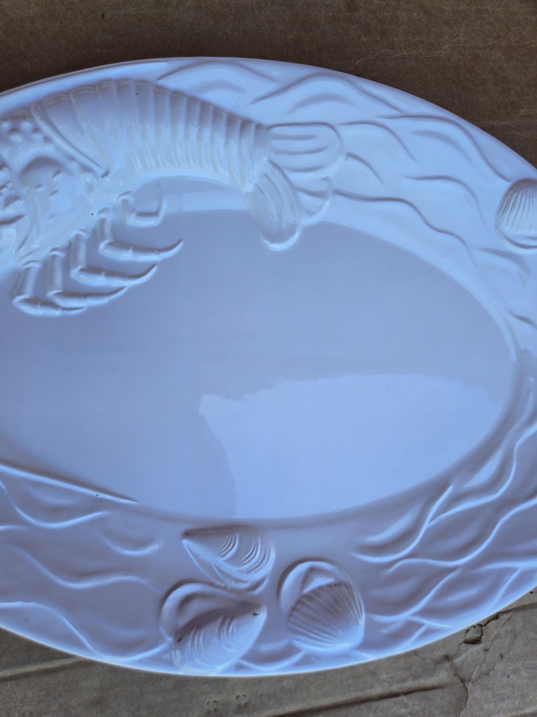 Vtg A Santos Portugal Lobster Embossed Crustacean Seafood Majolica