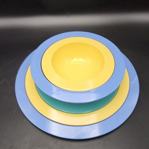 Vintage stacking Tupperware multi color 6 pieces dinner plate salad plate bowls