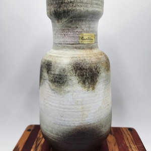 Carstens Tonnieshof Studio Fat Lava Pottery Vase West Germany  10in MCM gray