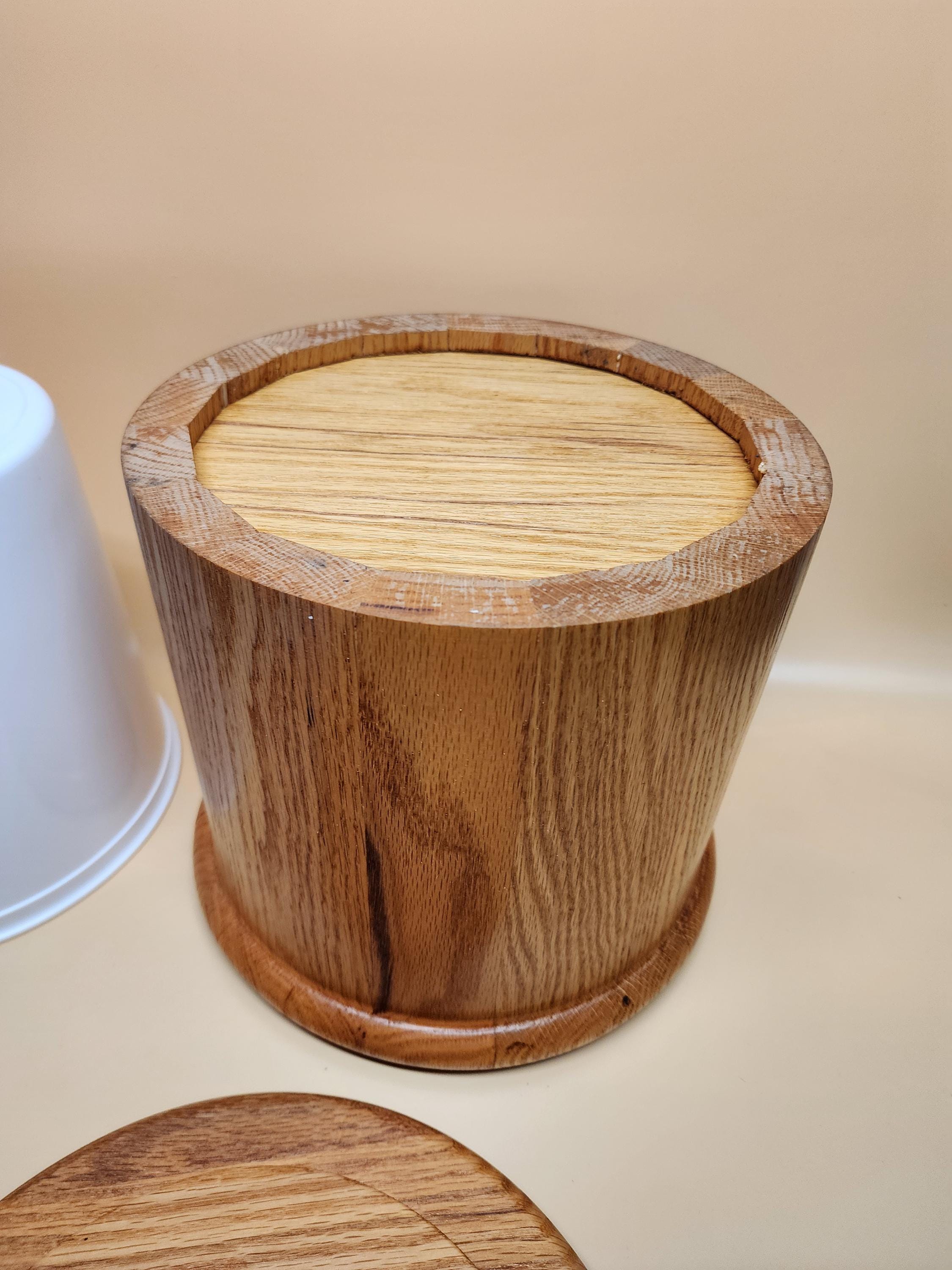 Vermillion Wood Products Missouri Solid Oak Ice Bucket Plastic