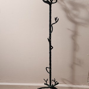 Vintage twig floor wrought-iron candle holders 7 lite candelabra resin flower blossom 45.5 high tree branch root image 3