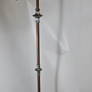 Antique Art Deco Oscar Bach Segar bronze aluminum floor lamp overwork 66&quot; tall base 12&quot;base fiberglass shade
