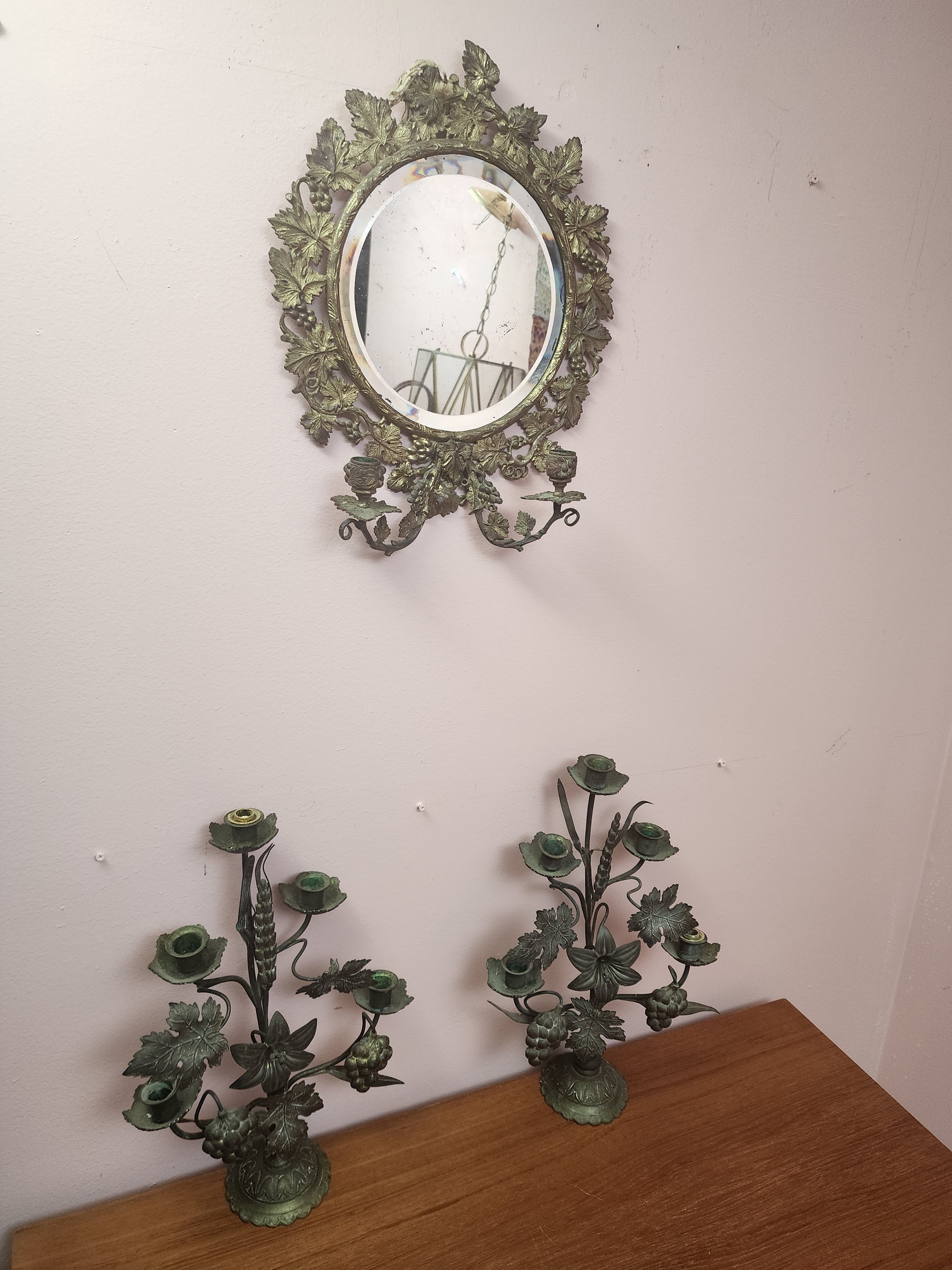 アンティーク フランス製 ジランドール グレープ ミラー ブロンズ 12