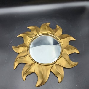Vintage Starburst zon gouden spiegel 15,25&quot; diax1,5&quot; diepe spiegel 7&quot; dia hars