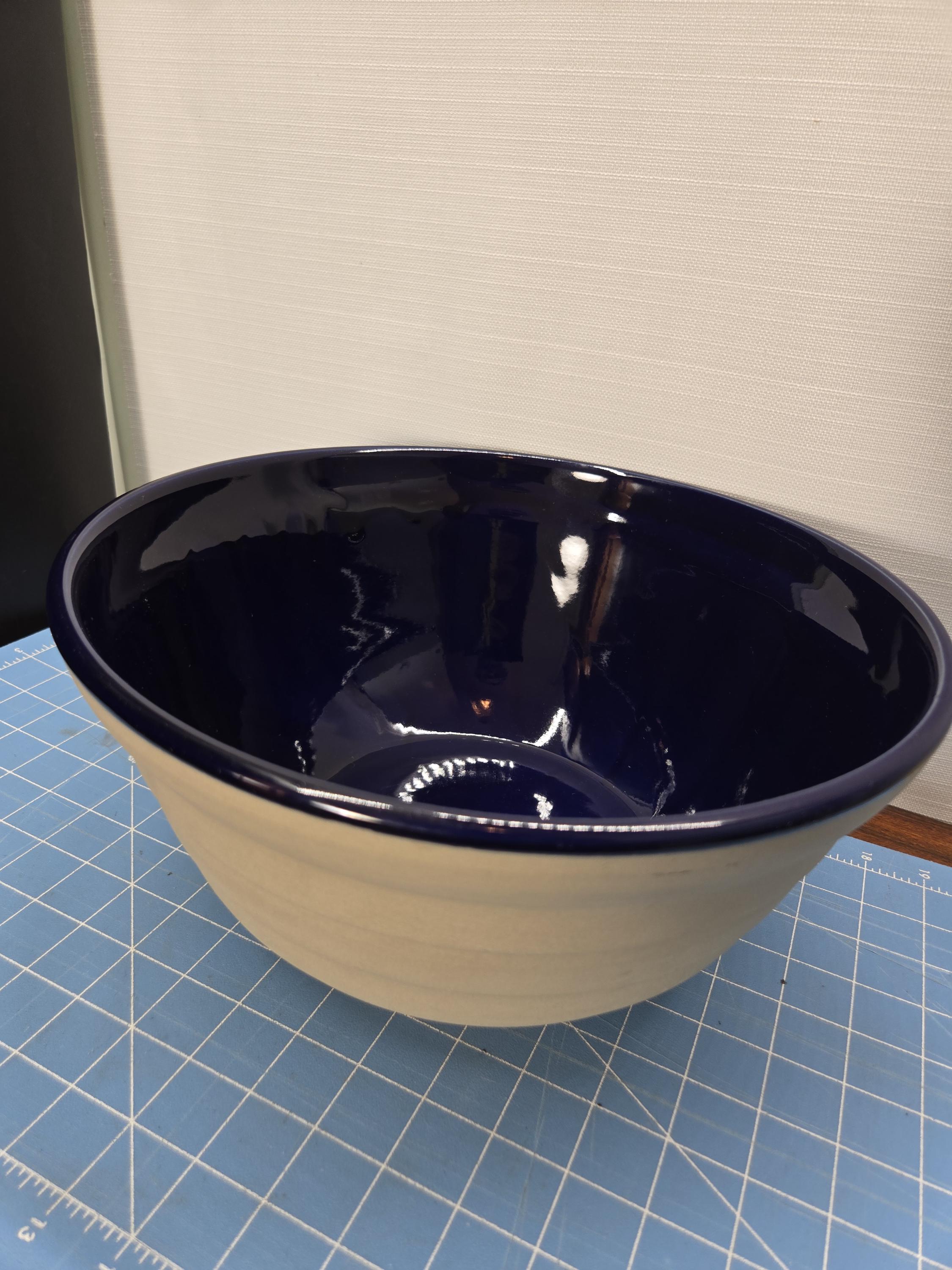 VINTAGE! Great American Stoneware Factory 12" Serving Bowl Cobalt