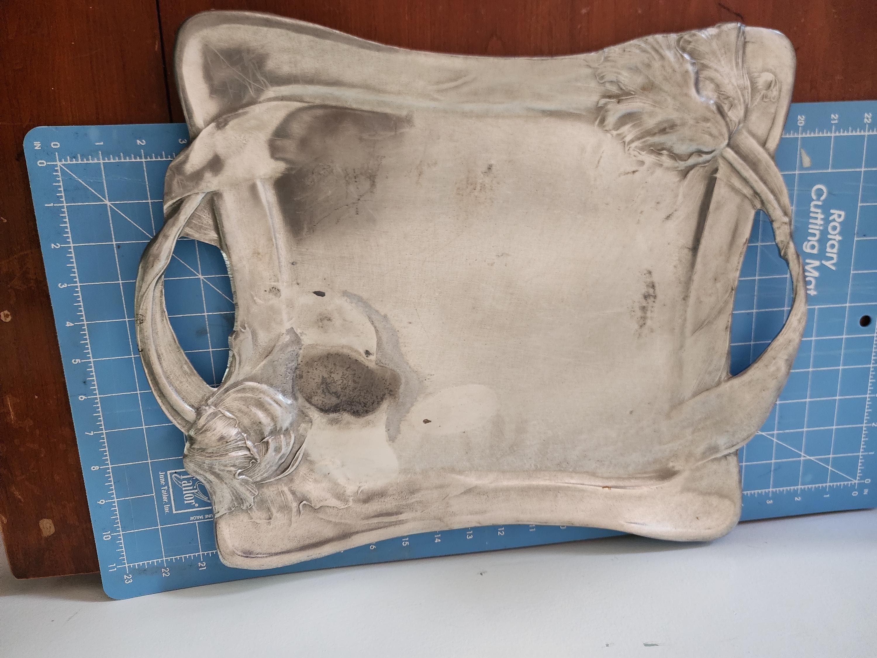 ヴィンテージ 95% アールヌーボー ピューター フローラル サービング